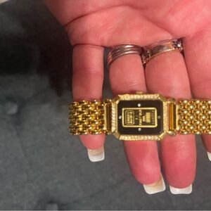 Gold and Black Watch with Diamond Accents